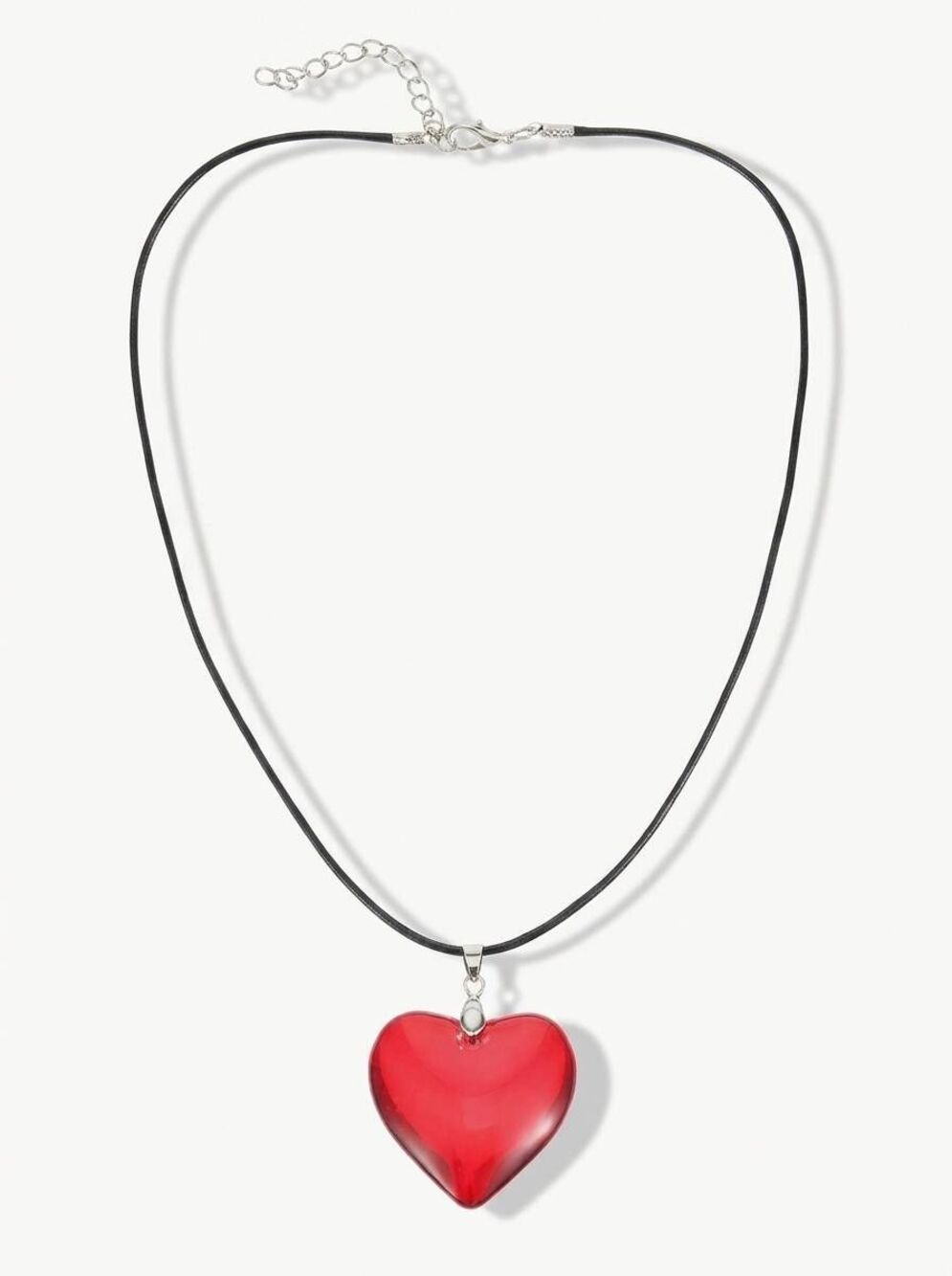🔹️NIB Red Large Puffy Glass Heart Pendant Necklace